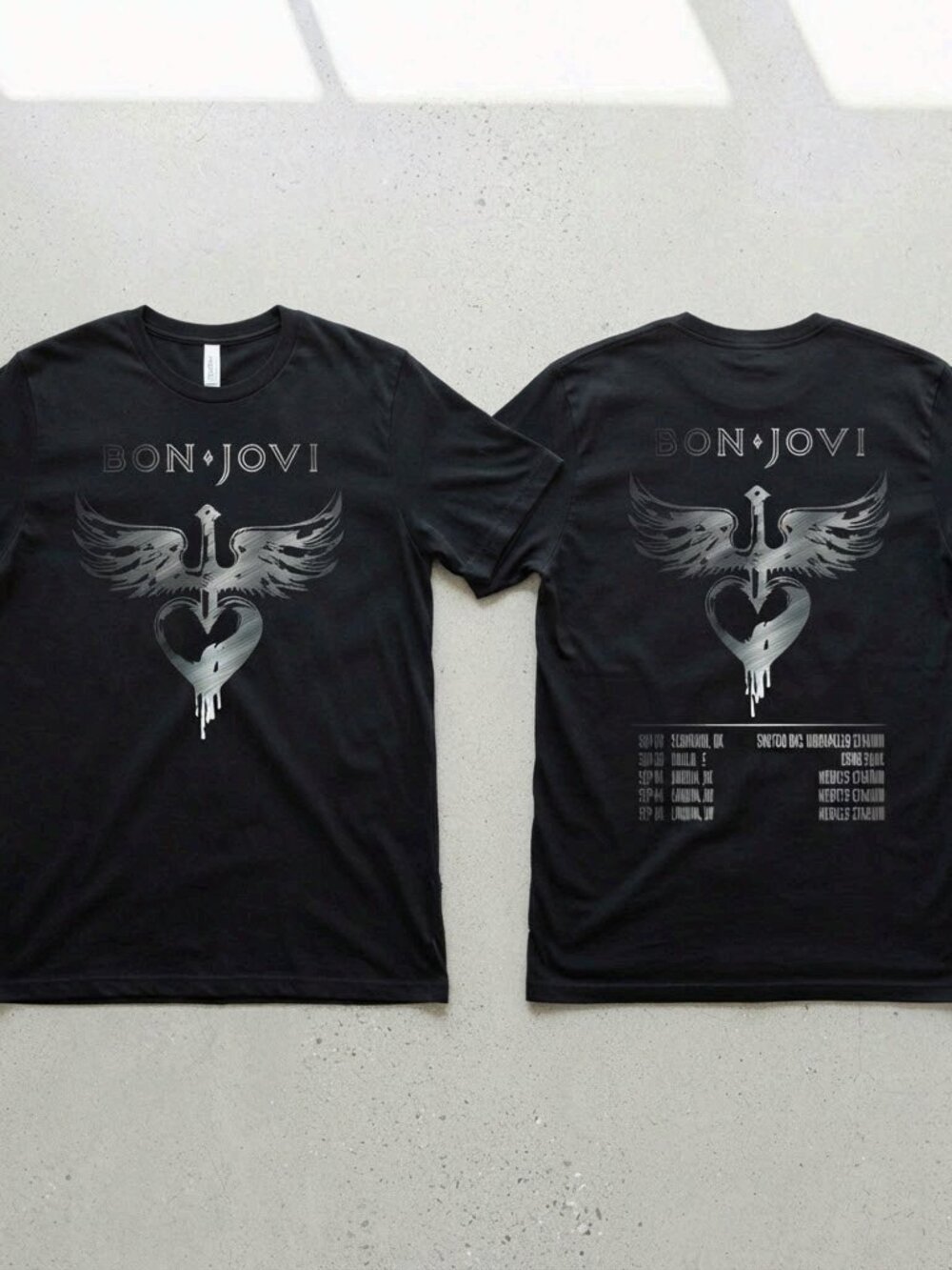 Bon Jovi Forever Tour 2026 Metallic Heart Dagger Black T-Shirt Unisex S-4XL